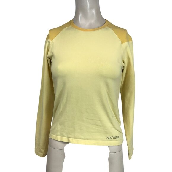 ARC'TERYX - WOMEN'S SMALL - YELLOW LONG SLEEVE CREW NECK COTTON BLEND TOP - Picture 1 of 9